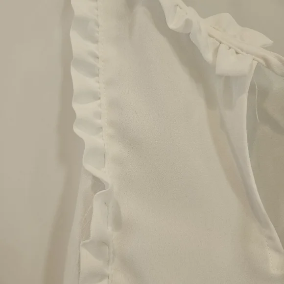 Ruffle accented, tie neck blouse - Picture 5 of 7